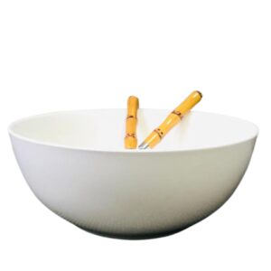 Saladeira Porcelana Branca com Talheres 23,5x10cm com 2litros Hauscraft