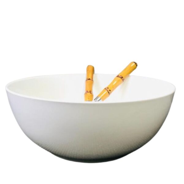 Saladeira Porcelana Branca com Talheres 23,5x10cm com 2litros Hauscraft