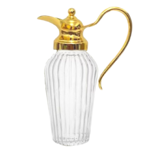 Jarra Vidro 1,5L com Tampa Zamac Alepo Dourada Lyor