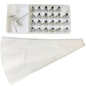 Decoração para Bolo 23 Bicos de Inox e 2 Sacos Decorador