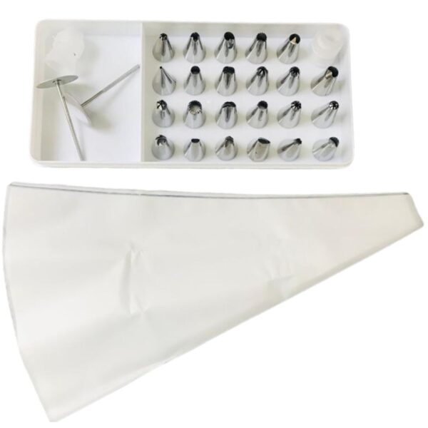 Decoração para Bolo 23 Bicos de Inox e 2 Sacos Decorador