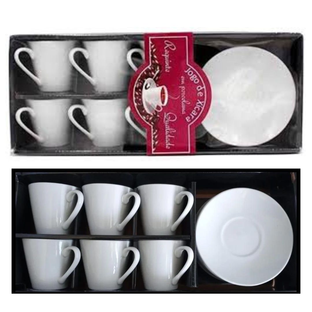 Jogo Xícaras para Cafe Porcelana Branca Kook 80ml 6un Rio de Ouro - Image 3