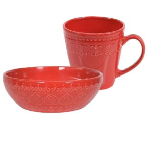 Bowl Caneca Relieve Vermelha 12unYoi