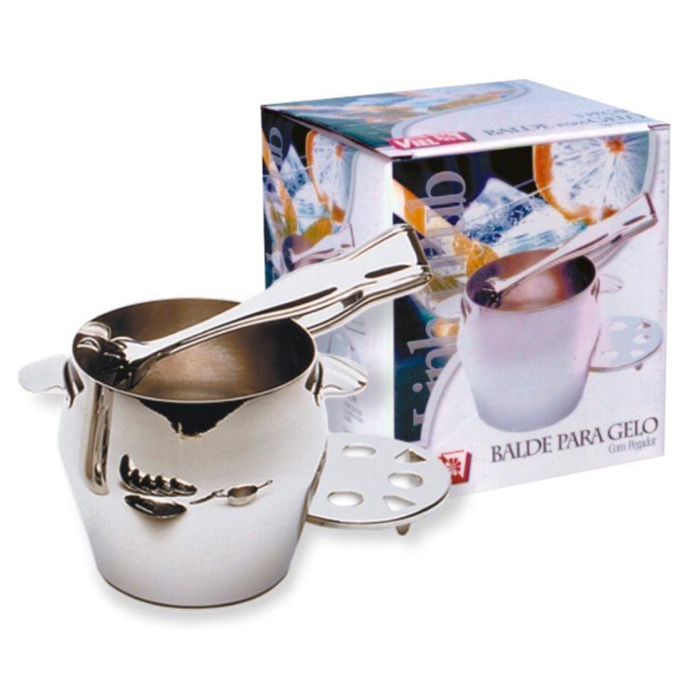Balde para Gelo com Pegador Inox 1L 13x11cm Viel