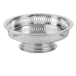 Bandeja Redonda Decorada Prata com Pé 21cm Mimo Style