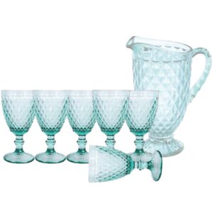 Jogo Jarra e Taças Bico Abacaxi 7pç Tiffany