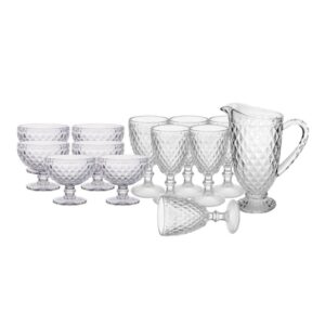 Jogo Jarra e Taças para Água Sobremesa Bico Abacaxi 13pç Transparente