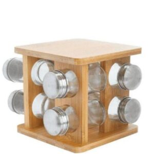 Porta Temperos Giratório Bambu para 8un Mimo Style
