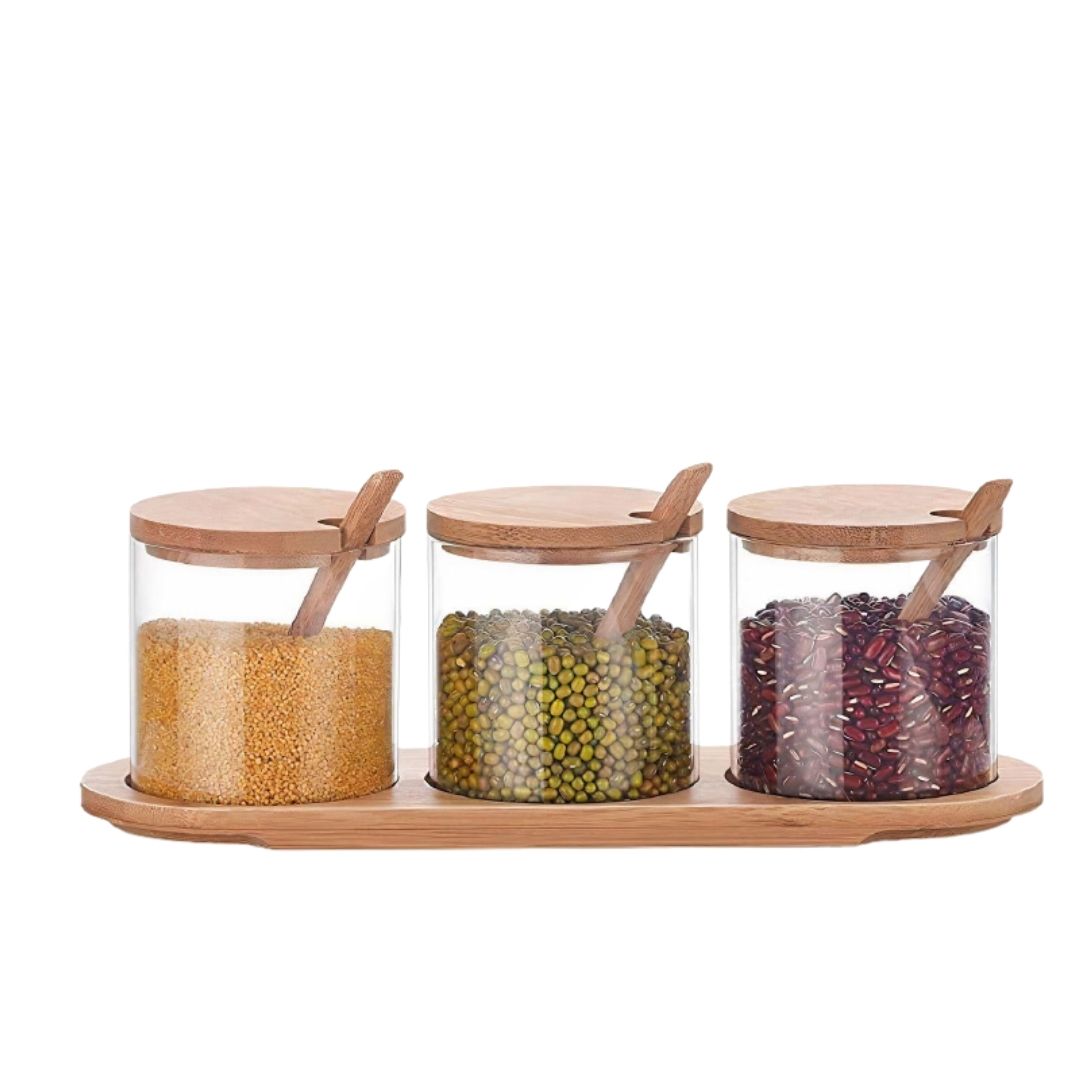 Jogo Potes Vidro com Tampa Suporte Ecokitchen 4un MimoStyle - Image 3