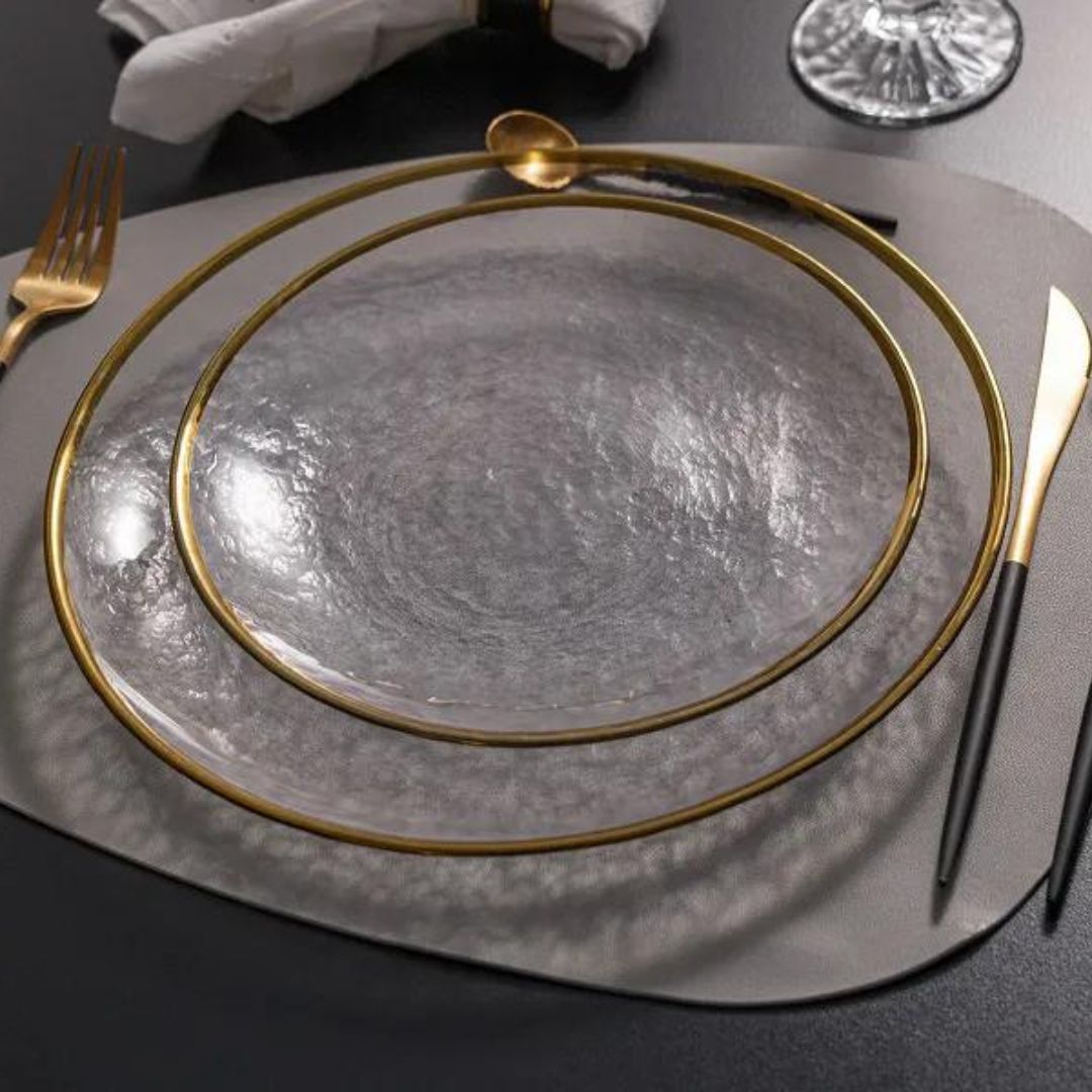 Prato Raso Agate Cristal de Chumbo Borda Dourada 26cm 6un Wolff - Image 5