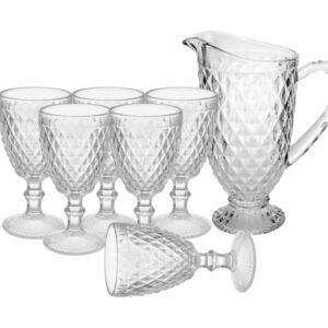 Jogo Jarra e Taças Bico Abacaxi 7pç Transparente