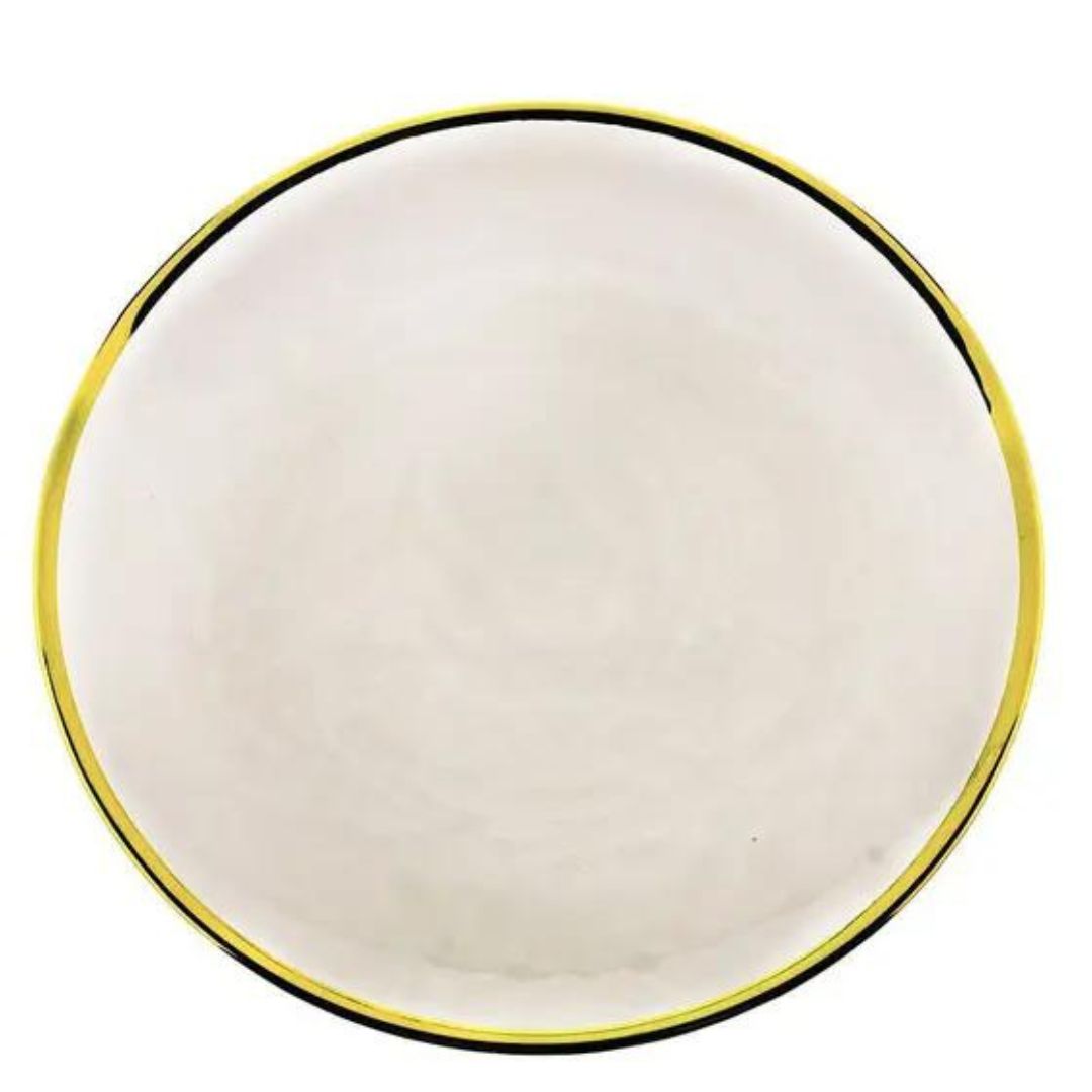 Prato Raso Agate Cristal de Chumbo Borda Dourada 26cm 6un Wolff