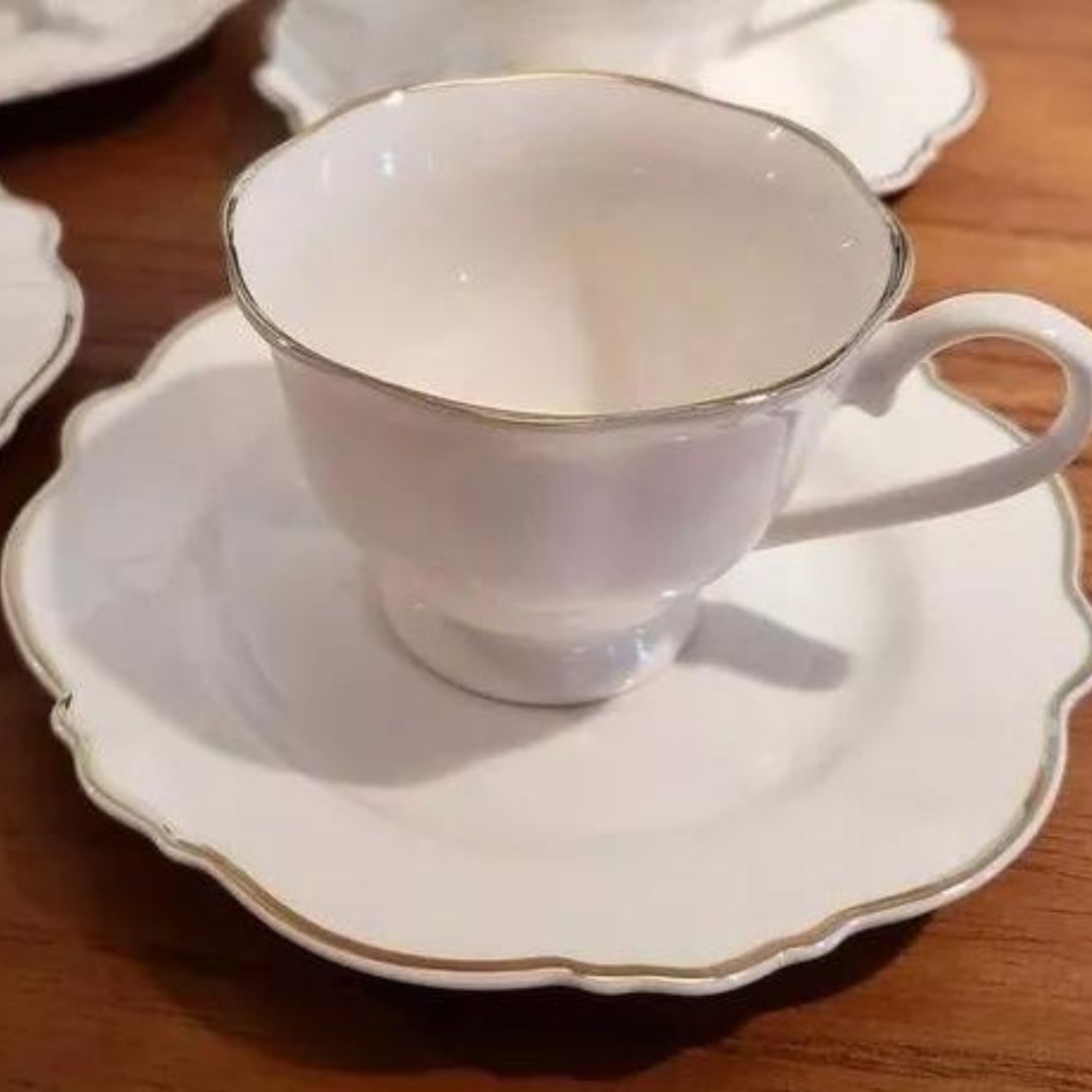 Jogo Xícaras para Chá Maldivas Branca Filete Dourado 180ml 6un Porcelana Wolff - Image 4