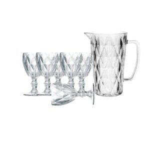 Jogo Jarra e Taças Diamond 7pç Transparente