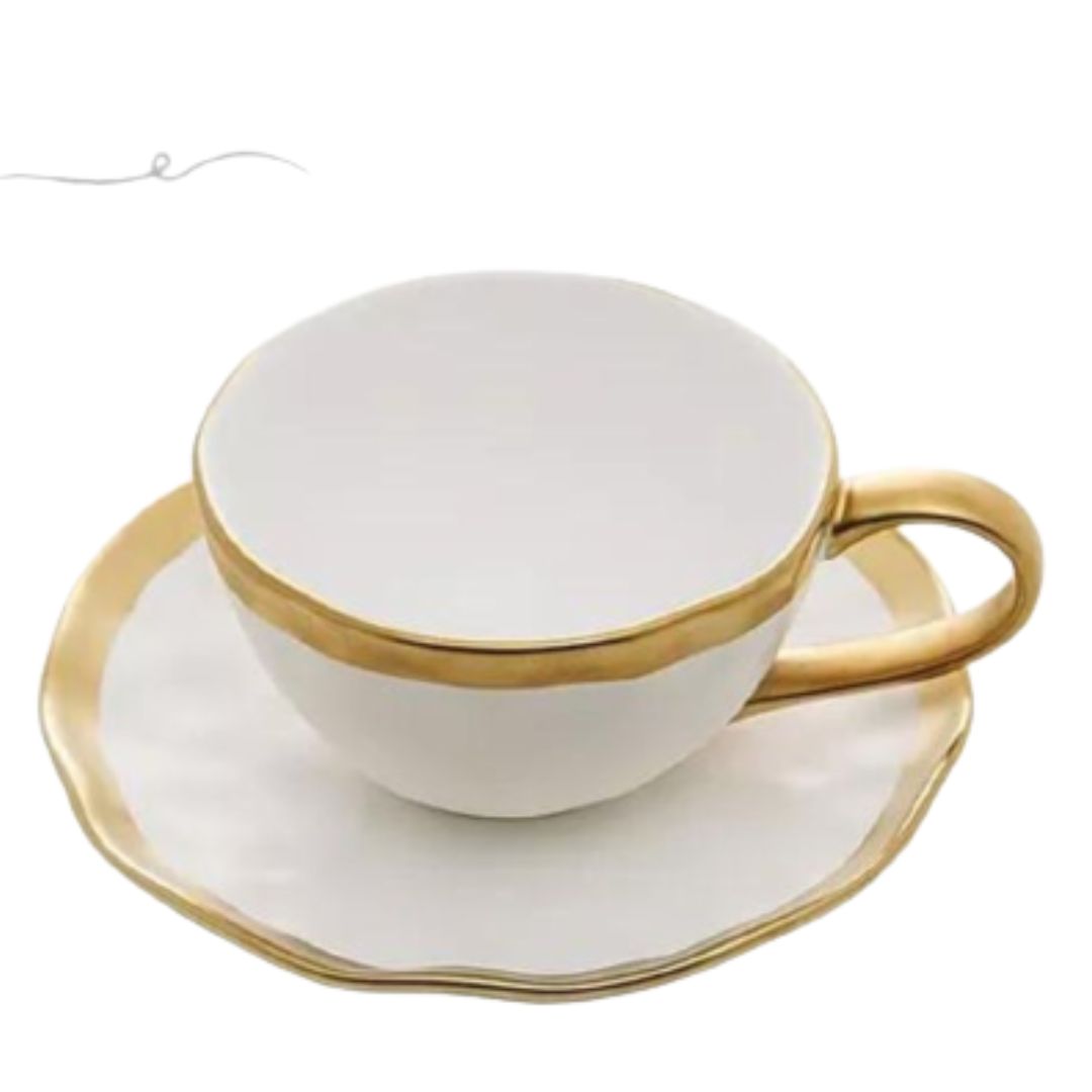 Jogo Xícaras para Chá Dubai 200ml Branco c/ Filete Dourado 6un Porcelana Wolff - Image 2