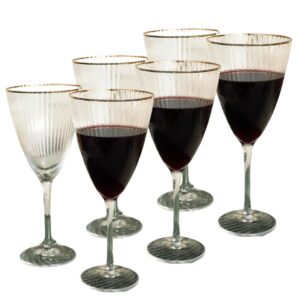 Jogo Taças para Vinho Vidro 400ml Borda Dourada Lines 6un Wolff