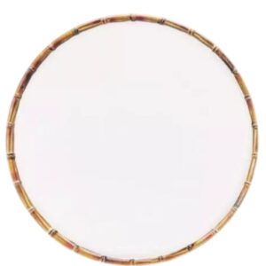 Sousplat Branco Melamina Borda Bambu 33cm 6un Wolff