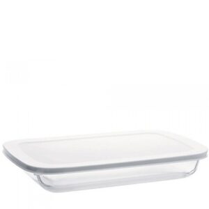 Travessa com Tampa Retangular em Vidro 3L 39x24cm Hercules