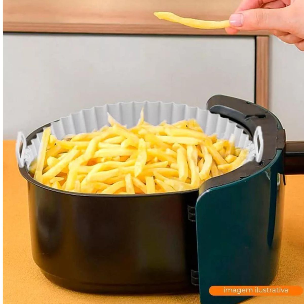 Forma e Tapete Silicone Air Fryer Cinza 2pç Lyor - Image 4