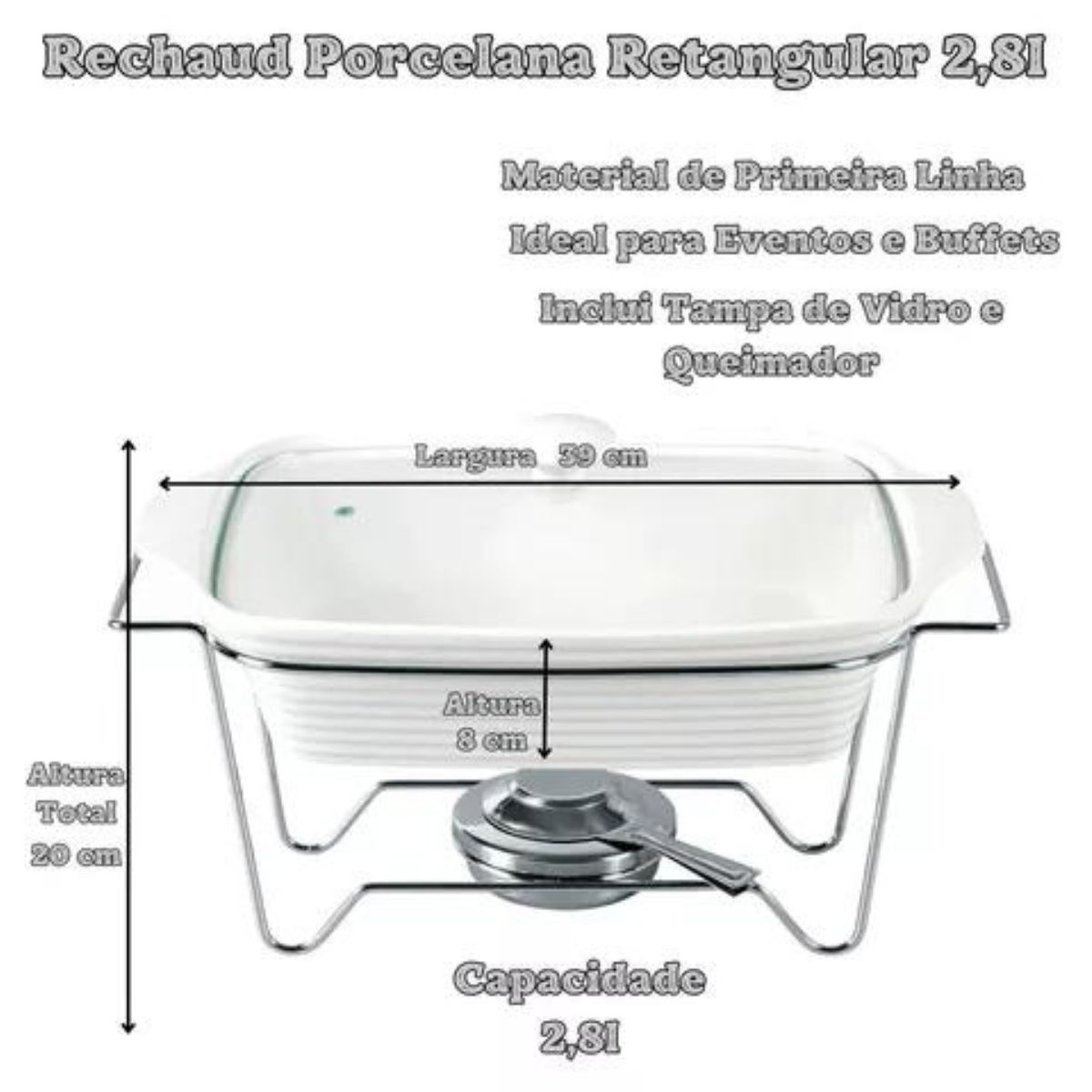 Rechaud Refratário Porcelana 42x25x22cm com Queimador 2,8lts Dynasty - Image 4