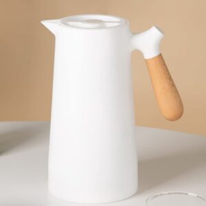 Garrafa Térmica Nordica Branca com Ampola e Cabo Madeira 1lt. Wolff