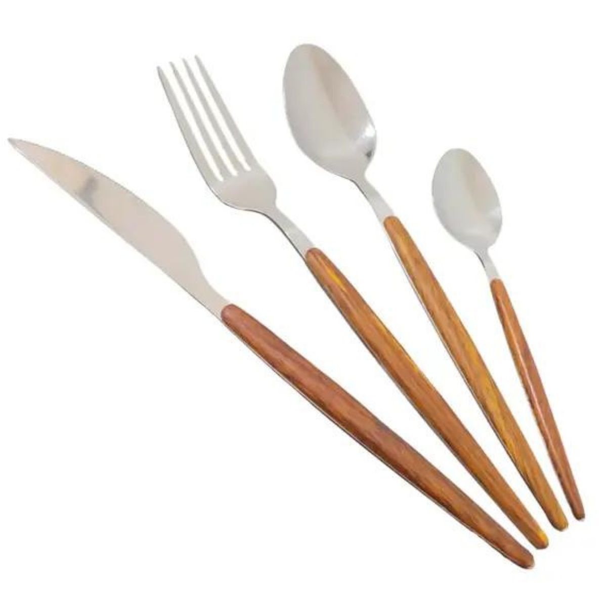 Faqueiro de Aço Inox Cabo Estampa Madeira 24pç Organic - Image 3