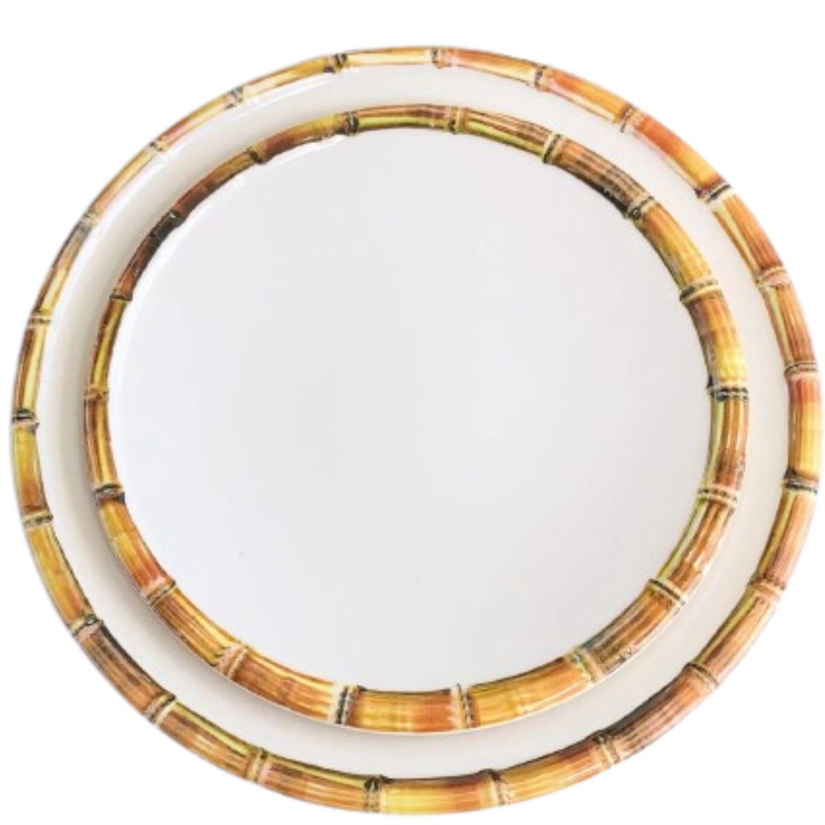 Sousplat Branco Melamina Borda Bambu 33cm 6un Wolff - Image 2
