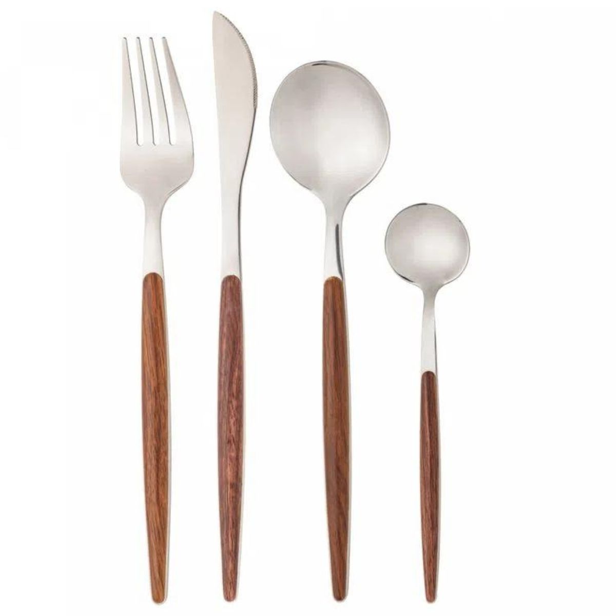 Faqueiro de Aço Inox Cabo Estampa Madeira 24pç Organic