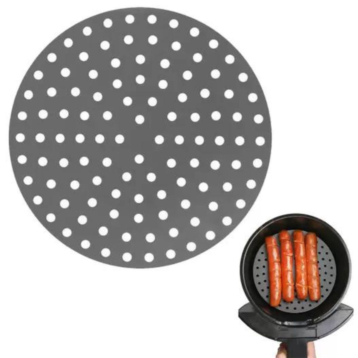 Forma e Tapete Silicone Air Fryer Cinza 2pç Lyor - Image 6