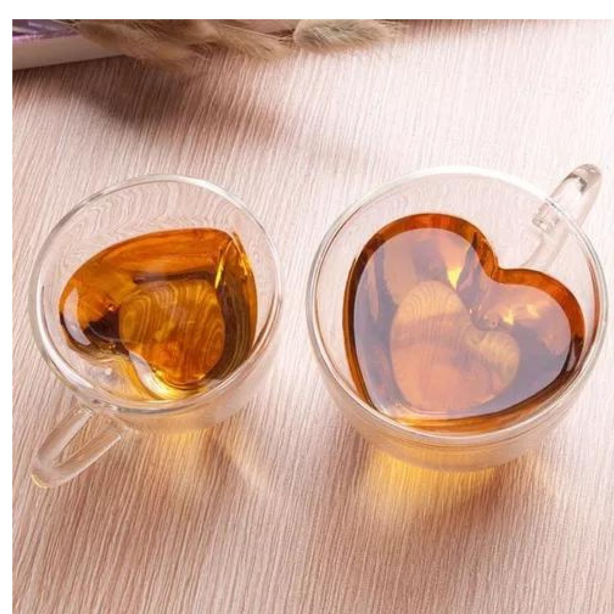 Xícara para Chá Dupla Formato Coração de Vidro 250ml 2un Mimo Style - Image 2