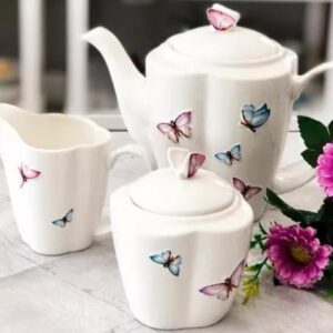 Jogo Para Chá  Porcelana Borboleta 3pç Wolff