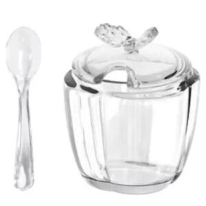 Açucareiro de Vidro com Colher Butterfly 8,5x8,5x11cm Wolff