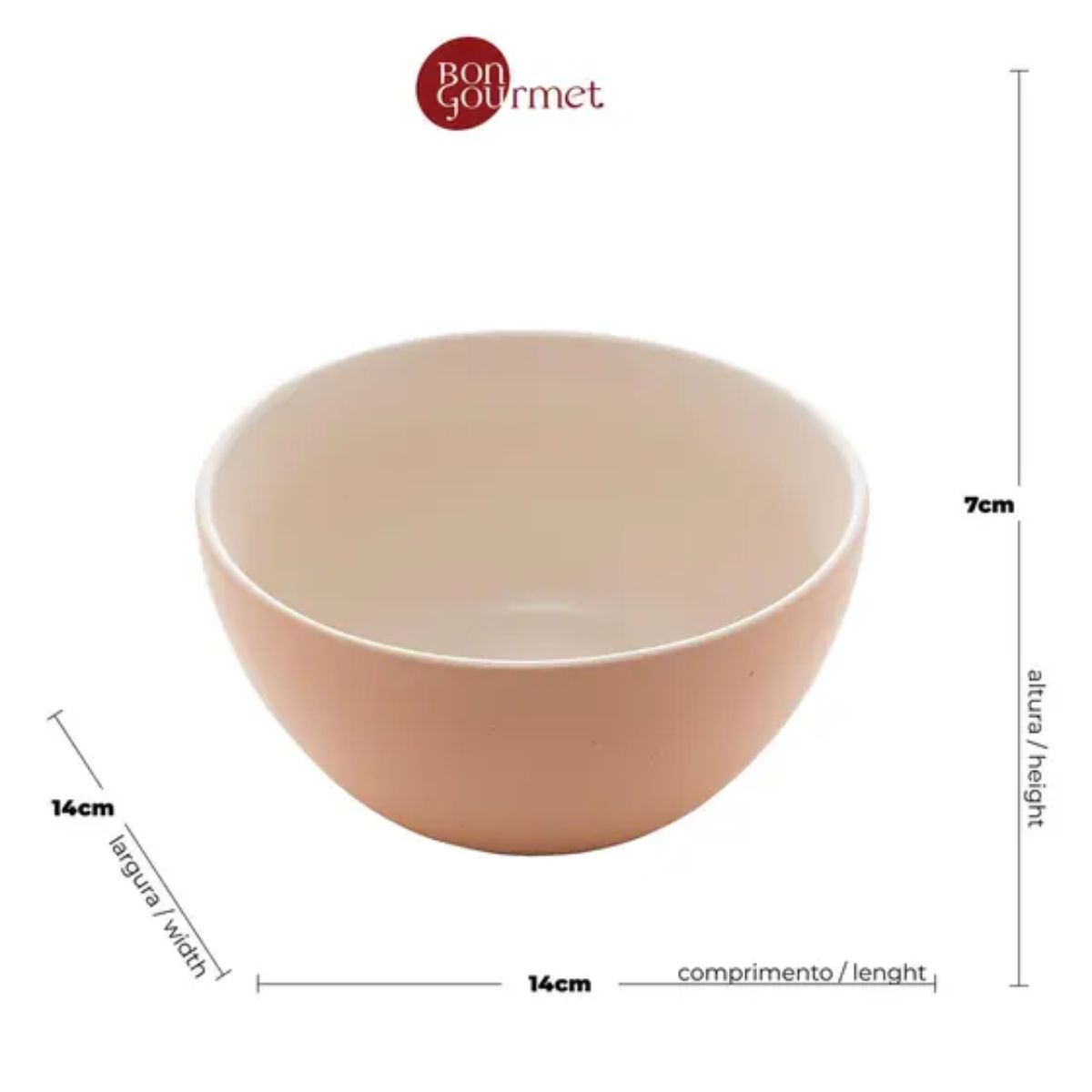 Bowls Cerâmica 14X7cm Salmon 450ml 6un BonGourmet - Image 5