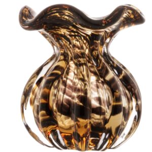 Vaso de Vidro Italy Marron e Preto 11x13cm Lyor