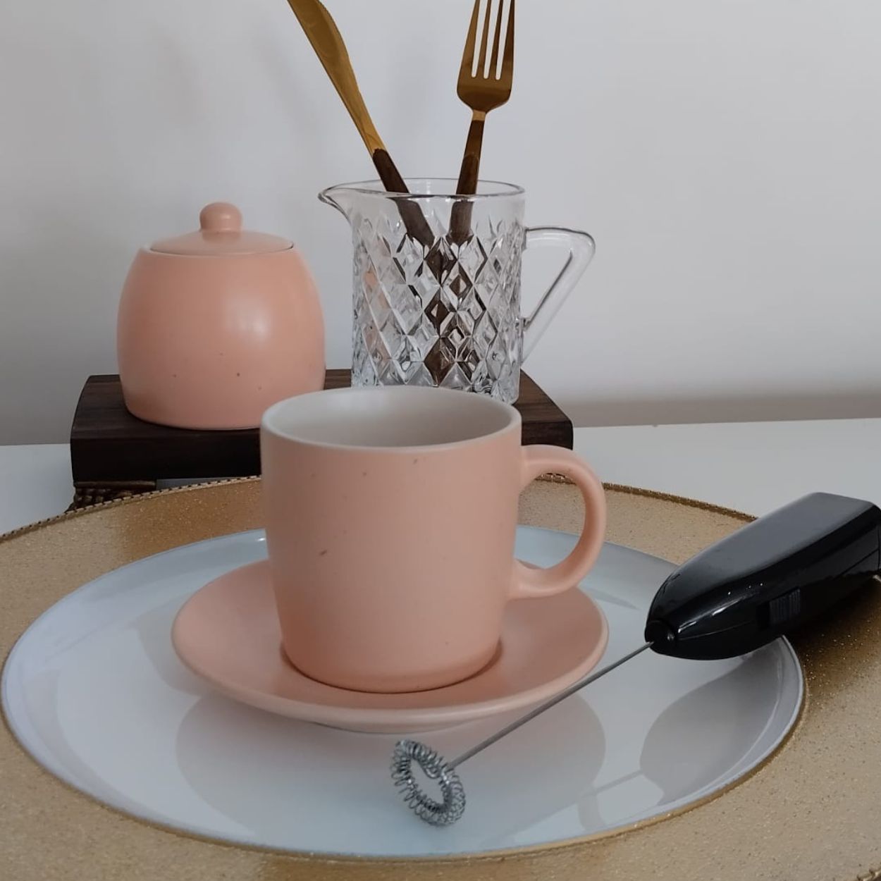 Jogo Xícara para Chá,Prato de Bolo e Açucareiro Salmão 13pç Bon Gourmet - Image 4