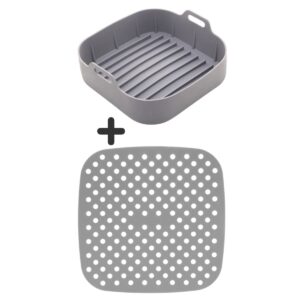 Forma e Tapete Silicone Fritadeira AirFryer Cinza 2pç Mimo Style