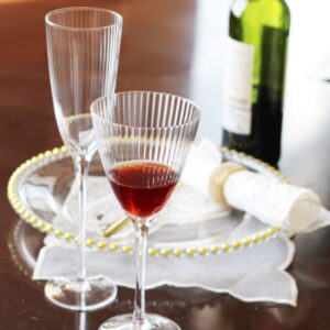 Jogo Taças Champanhe e Vinho Lines com Borda Dourada 12un Wolff