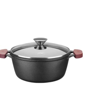 Panela Caçarola de Ferro Fundido Tampa de Vidro n.18 1,6litros Forno e Fogão Indução