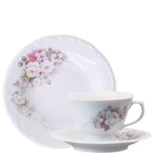 Jogo Xícara para Chá e Prato Sobremesa Eterna 18pç Porcelana Schmidt