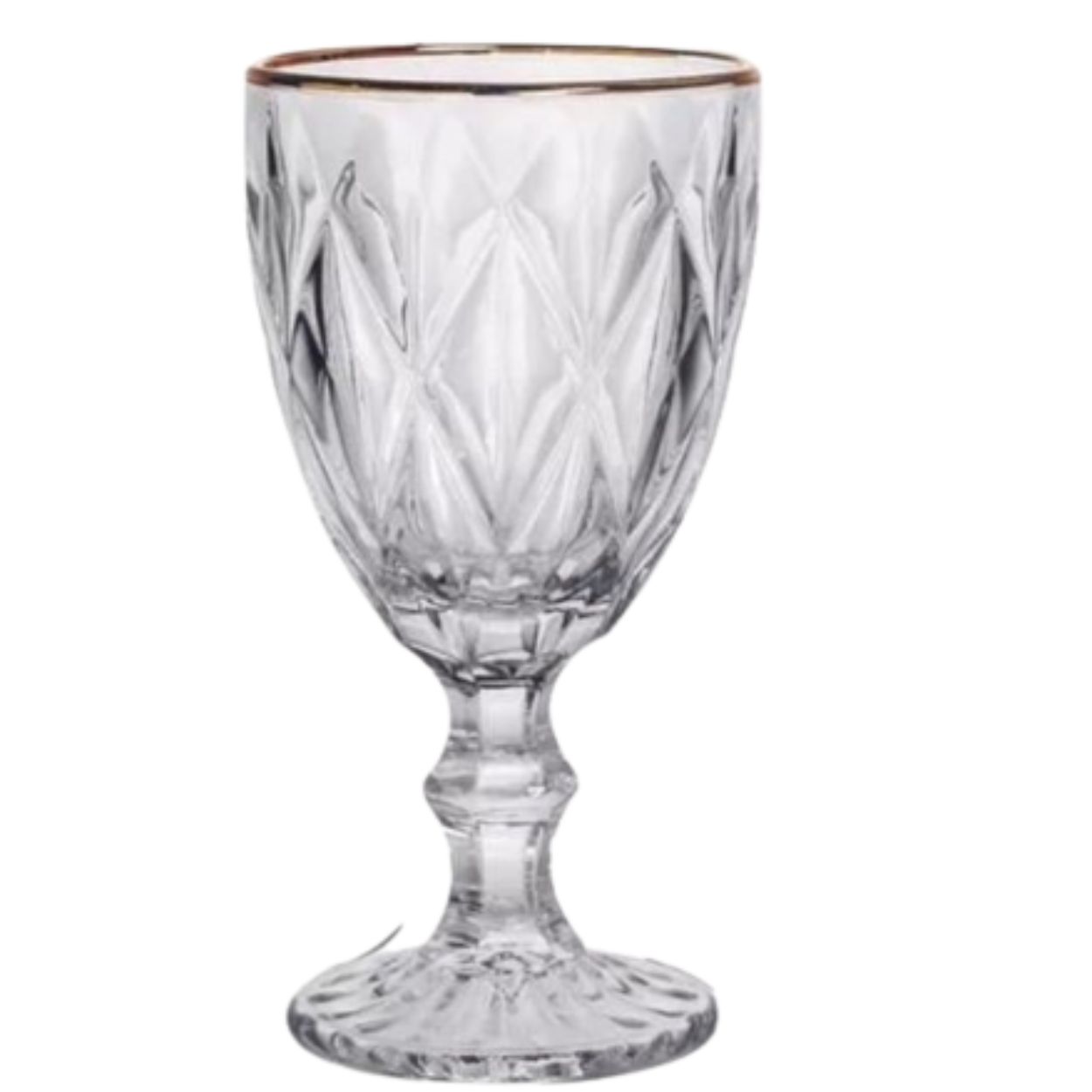 Jogo Taças Transparentes Diamond 325ml 6un com Fio de Ouro