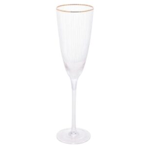 Jogo Taças Champanhe Lines com Borda Dourada 300ml 6un Wolff