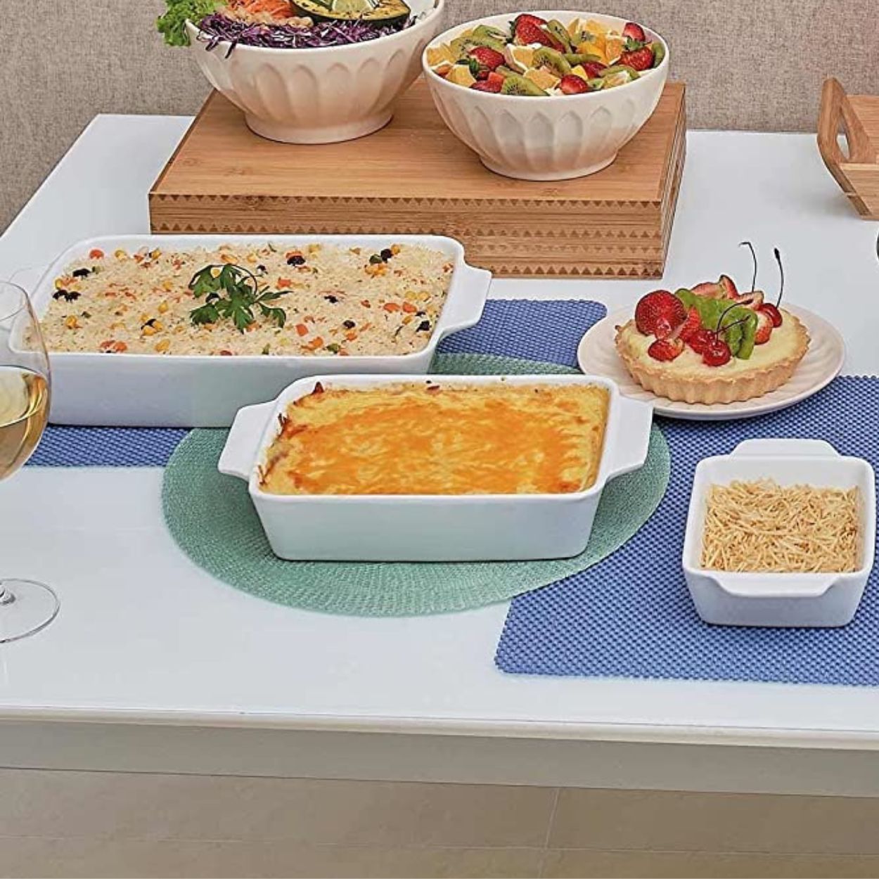 Travessa e Assadeira Refratárias Porcelana Branca com Alça 34x20,5x5cm Basic - Image 3
