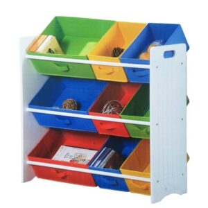 Organizador Infantil com Estrutura de Madeira e 9 Cestos Coloridos