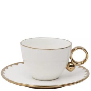 Jogo Xícaras para Chá 200ml  EGG Porcelana Dourada 6un Wolff