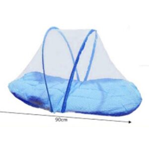 Berço Portatil com Mosqueteiro Travesseiro 90x44cm Azul Claro