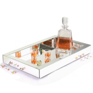 Bandeja Retangular Revestida com Espelho 60x39x9cm DesignGabi