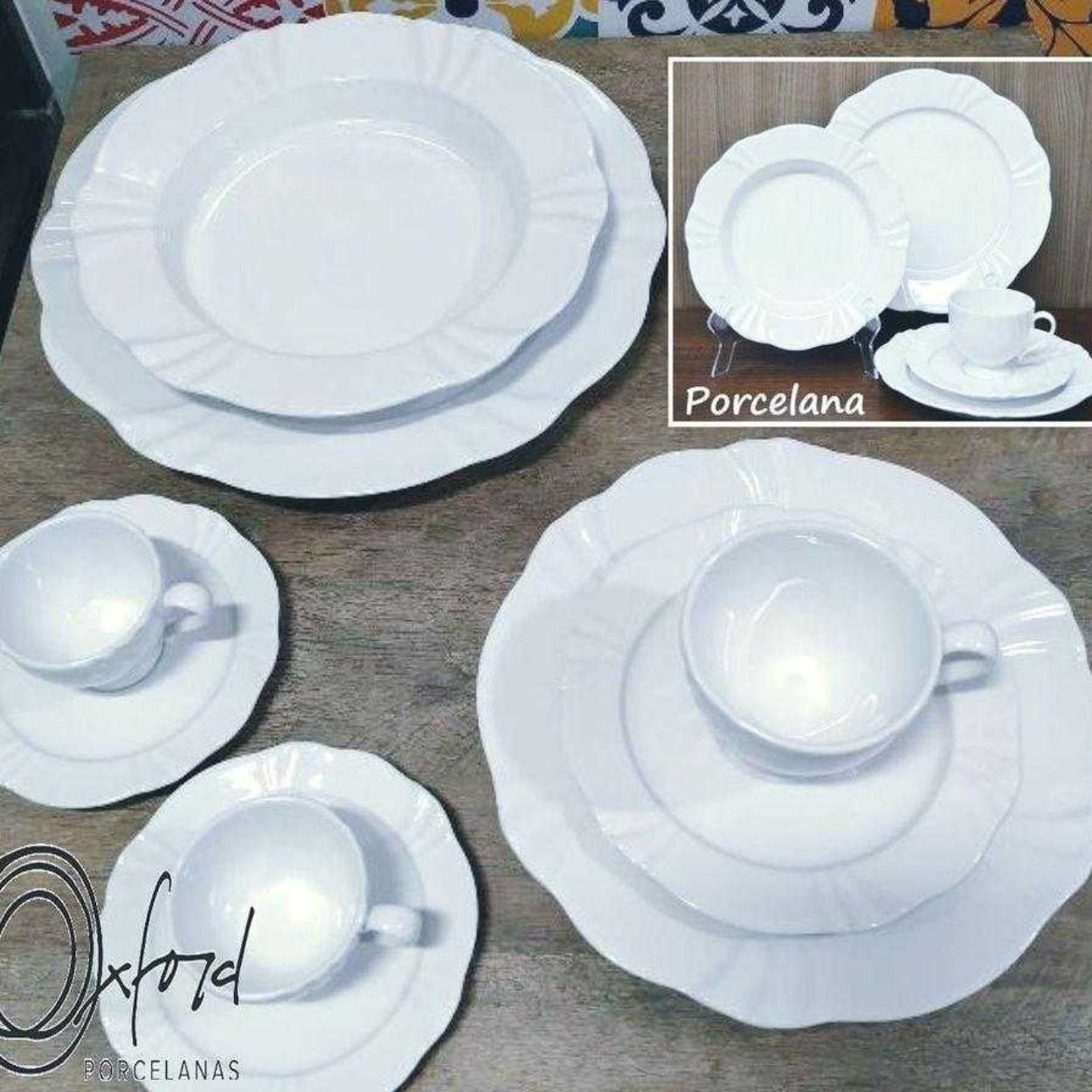 Aparelho de Jantar, Cha Café 42pç Soleil White Porcelana Oxford - Image 2