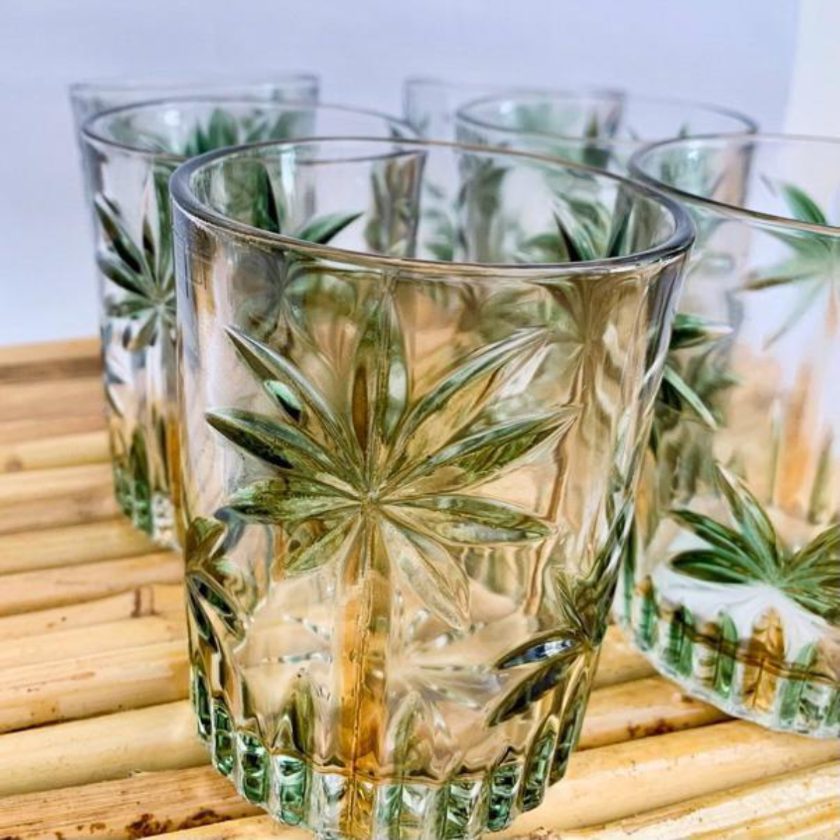 Jogo Copo Baixo Cristal Palm Tree Handpaint 340ml 6un Wolff - Image 7