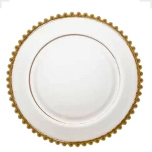 Prato Sobremesa de Cristal com Borda Dourada Pearl 20cm Wolff