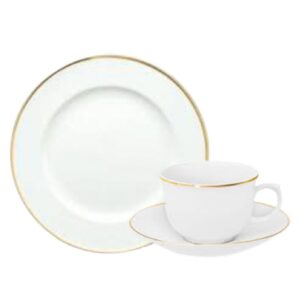 Jogo para Lanche Flamingo Sofia Ouro 18pç Porcelana Oxford